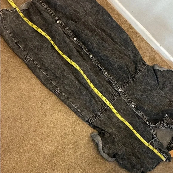 Black Acid Wash Denim Button-Up Dress - Picture 6 of 6